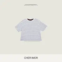 CHER IMOR【白松石】韩系日常百搭圆领宽松厚款T 51372 Hi Fortune