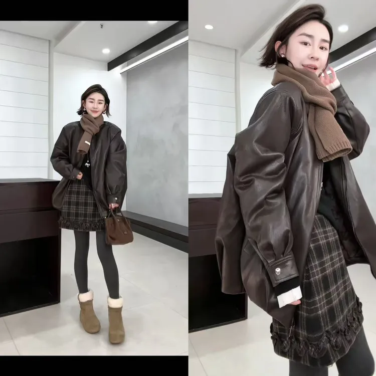 玖了个玖【立领垫肩皮羽绒】2025冬季新百搭加厚皮外套 2512C8787