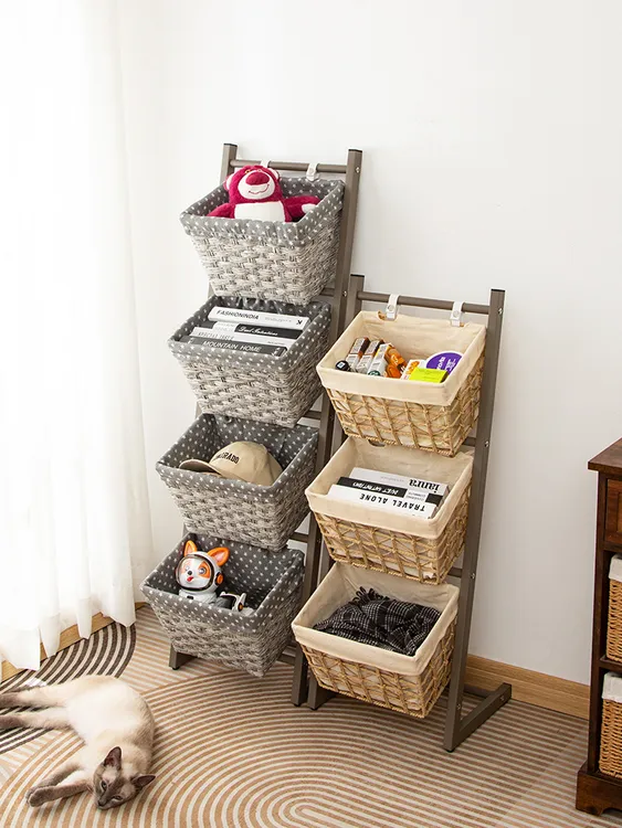 新款铁艺置物架多层收纳架挂篮落地储物柜子收纳神器多层书架简约