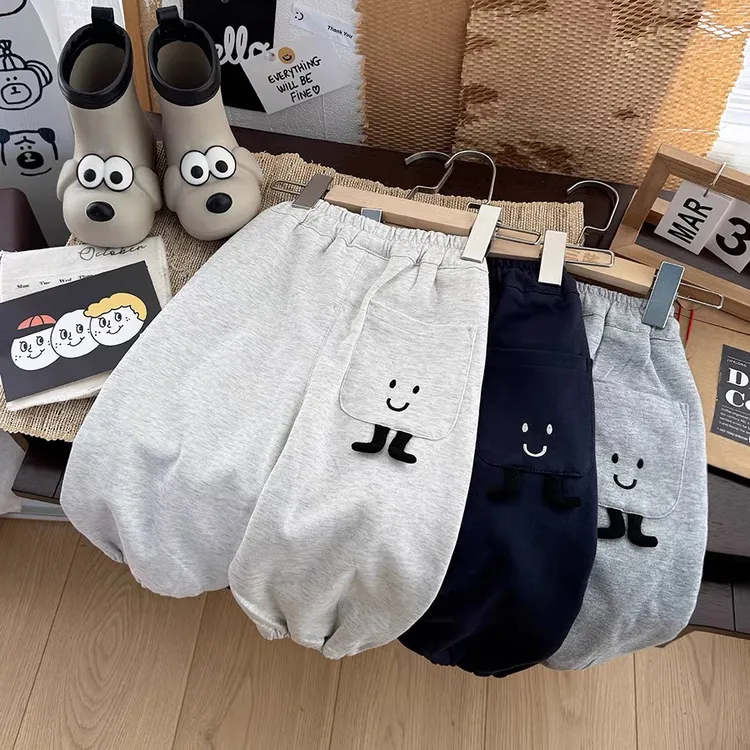 男童灰色运动裤春季宝宝可爱卫裤儿童春秋裤子女童宽松长裤童装裤