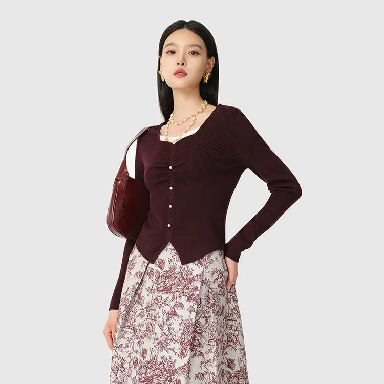 【商场同款】芭蒂娜100%羊毛针织衫女冬假两件打底上衣144Q279