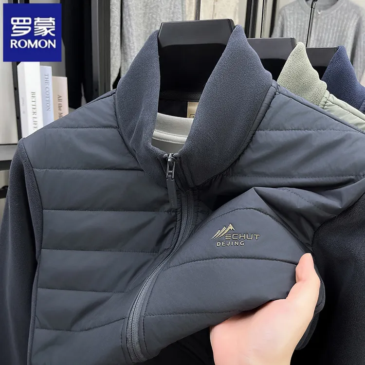罗蒙男士秋冬季加绒加厚羊毛奥粒绒抓绒衣外套男款棉服男士外套