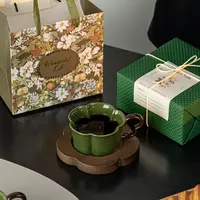 中古风梅花造型陶瓷咖啡杯碟套装复古下午茶杯子生日搬家乔迁礼物