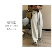 晴晴家-【宝藏裤子】秋季韩系时尚撞色抽绳休闲阔腿裤1193