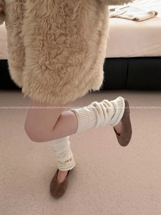 堆堆穿很慵懒！宽条纹_30%羊毛袜套