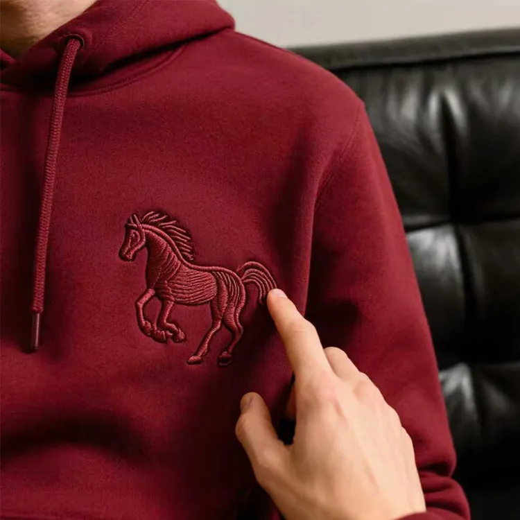 仓石一树潮牌秋冬款加绒连帽卫衣男2026马年本命年衣服酒红色外套