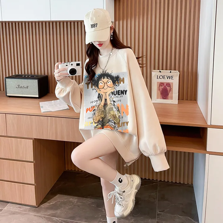 小众独特开叉侧拉链卫衣女秋冬季爆款韩版设计感圆领慵懒风上衣潮