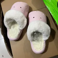 厚底洞洞鞋女款秋冬季加绒室内家居保暖毛毛拖鞋外穿情侣包头拖男