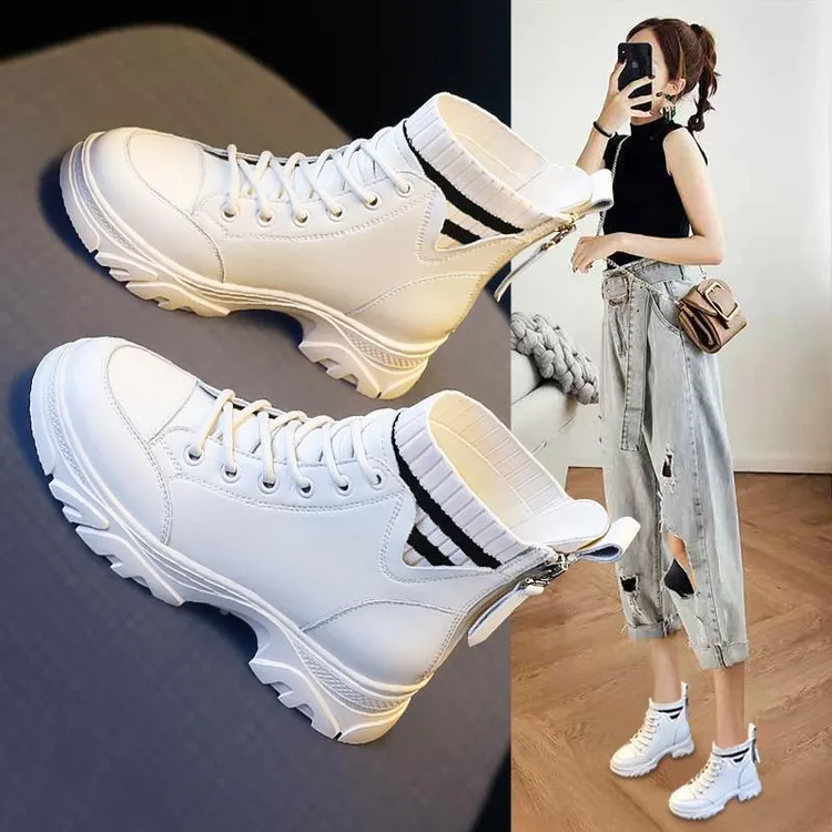 【DR专柜正品】美拉德靴子！白色靴子女鞋2025新款内增高短靴冬季