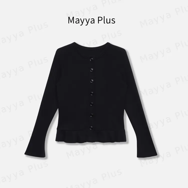 【曲线美学】Mayya Plus麦芽定制秋冬小香收腰气质针织开衫32547736