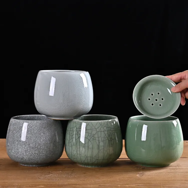 大号陶瓷哥窑可养建水笔洗水孟家用器皿茶道配件茶渣缸废水收纳