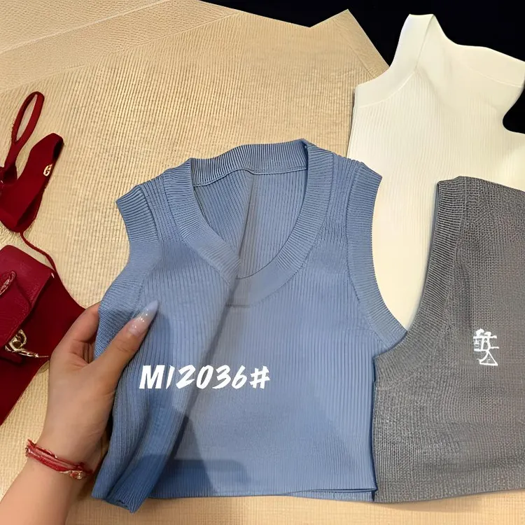 羊高弹力针织背心女大7家2025秋冬新款叠穿百搭马甲打底衫上衣