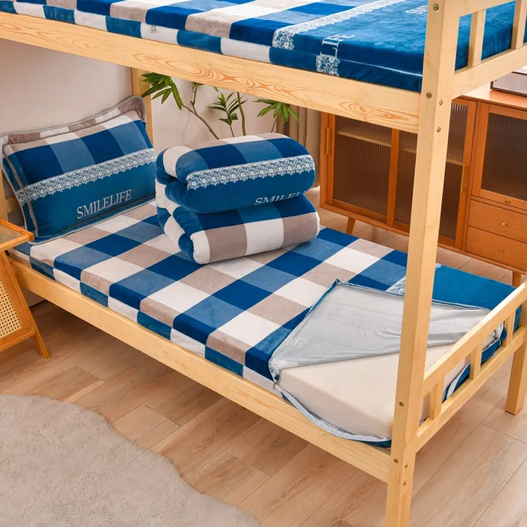 冬季牛奶绒褥子套三件套学生宿舍单人90x190x200床垫套珊瑚法兰绒