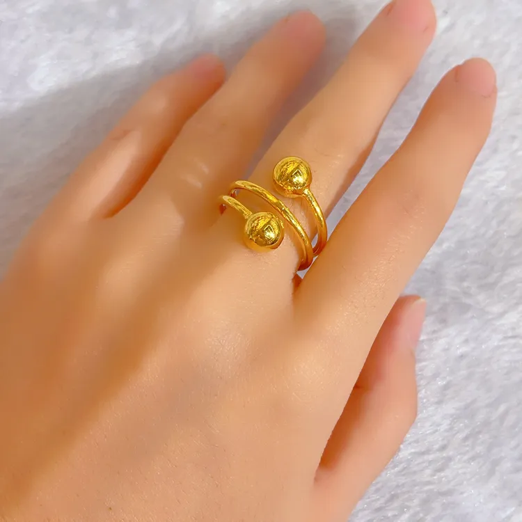 钛钢戒指 498新款戒指爆款白搭时尚金色铜合金三生三世气质