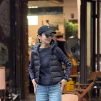 新款秋冬白鸭绒连帽女士马夹
