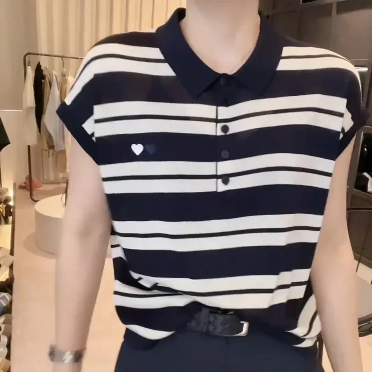 夏款衬衫领设计感时尚百搭短袖显瘦上衣款女LK2505155