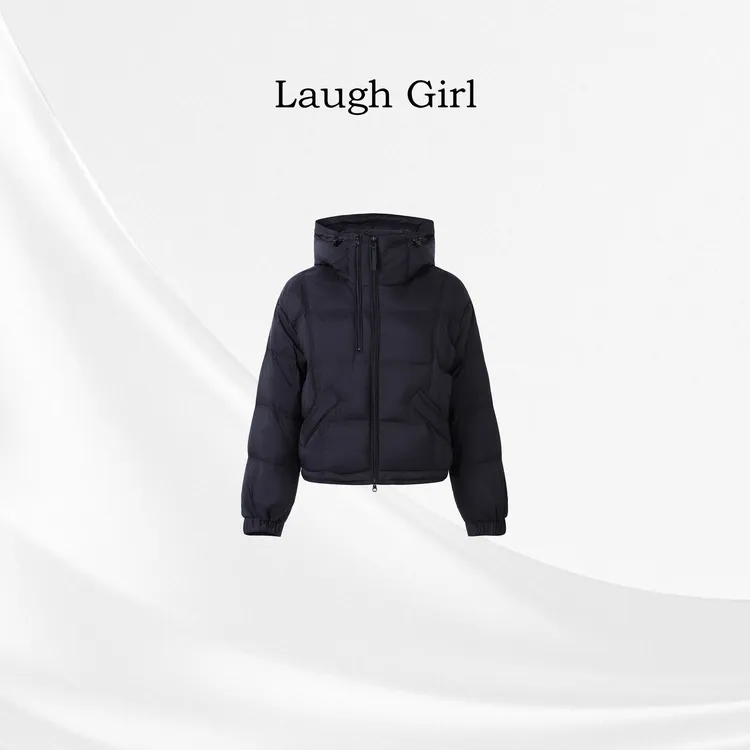 楚楚君 Laugh girl【暖炉】冬季加厚撞色方块连帽羽绒服YL551059J