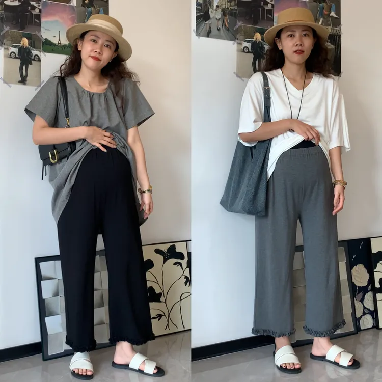 穿到220斤孕妇装韩版宽松大码显瘦百搭花边八九分裤休闲直筒裤子