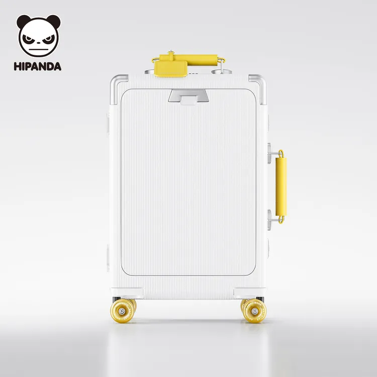 HiPanda行李箱前置开口商务登机箱20寸多功能万向轮铝框拉杆箱