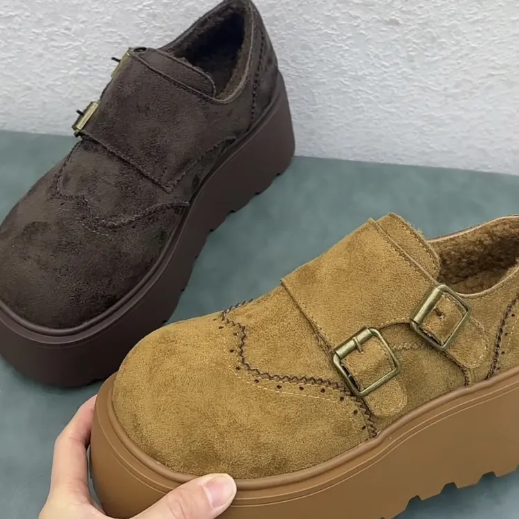 厚底增高加绒女款冬季丑萌保暖勃肯鞋