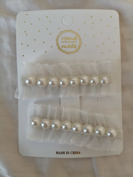 韩系森系素白可爱花边珍珠一字夹