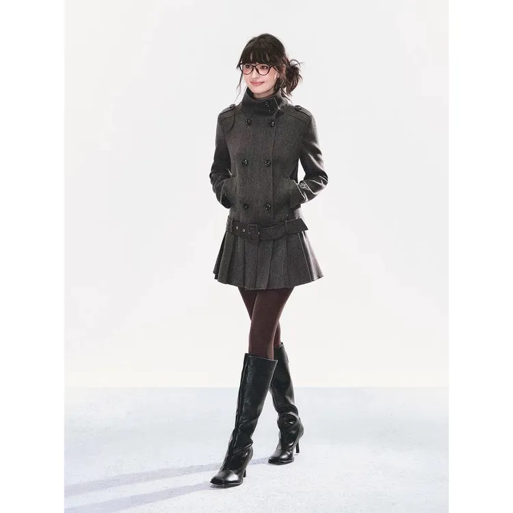 溪溪靓衫立领百褶大衣连衣裙古早风衣裙女气质收腰通勤显瘦上衣