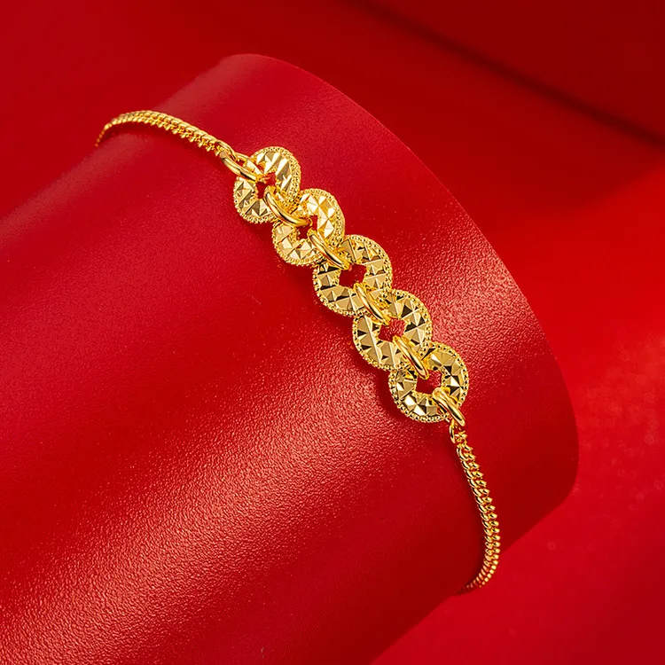 铜合金手链 福鑫天盛 小众仙女风小蛮腰女气质五币手链