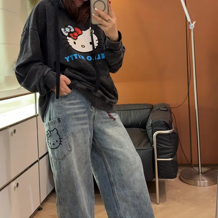 新款KT卡通牛仔裤