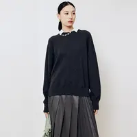 【王雪糕专属】firststation可拆卸领针梭相拼针织毛衣女9532A