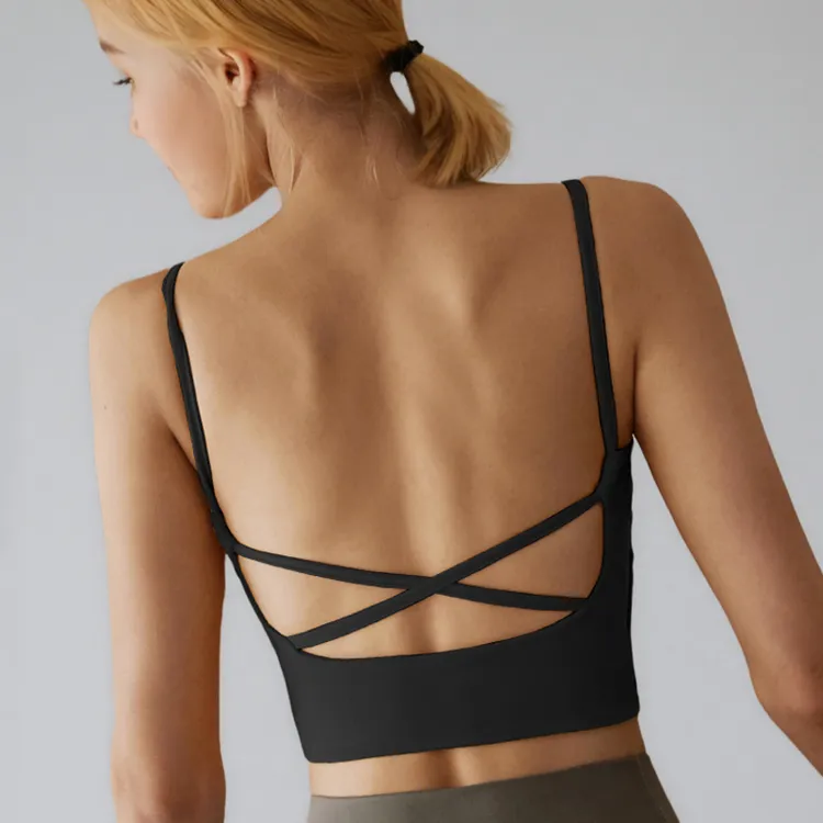 细带美背运动文胸无钢圈防震聚拢跑步健身瑜伽外穿背心式吊带内衣