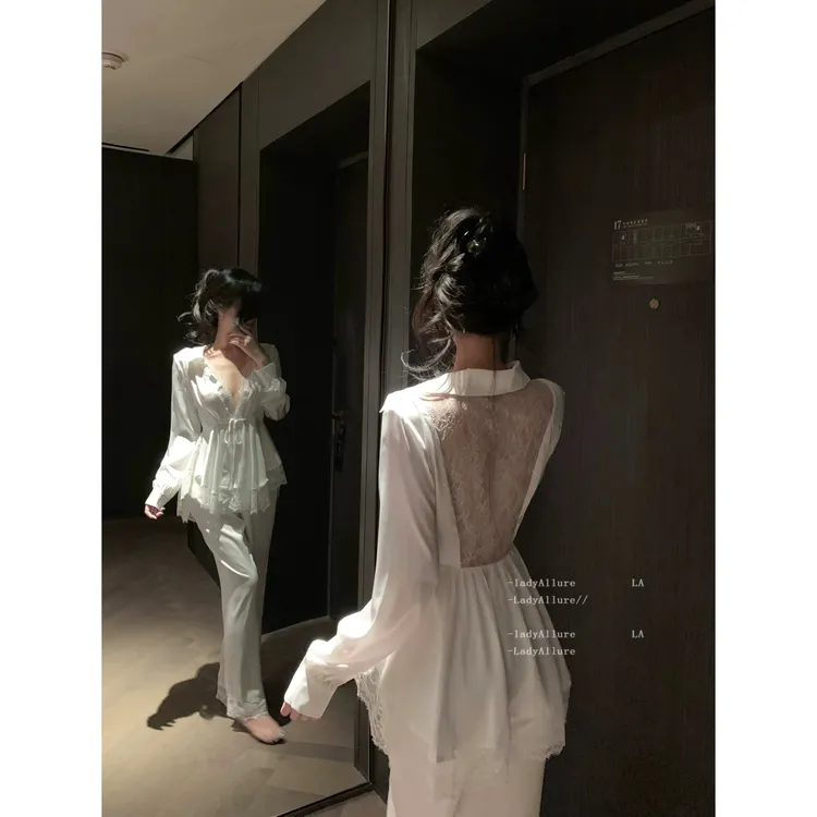 「LA」Jinx·隐欲法则丨边界系列*纯欲性感蕾丝衬衫长袖睡衣套装