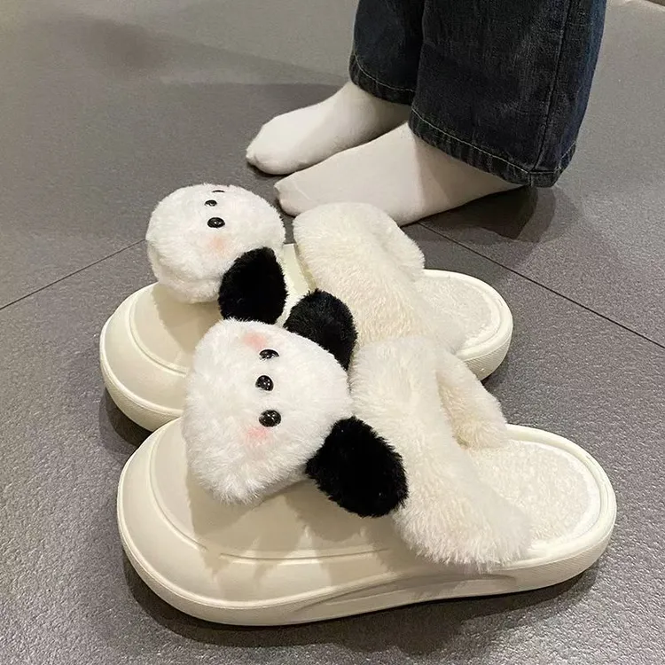 冬季居家可拆洗棉拖鞋女款卡通厚底保暖毛绒包头鞋男防滑室内拖鞋