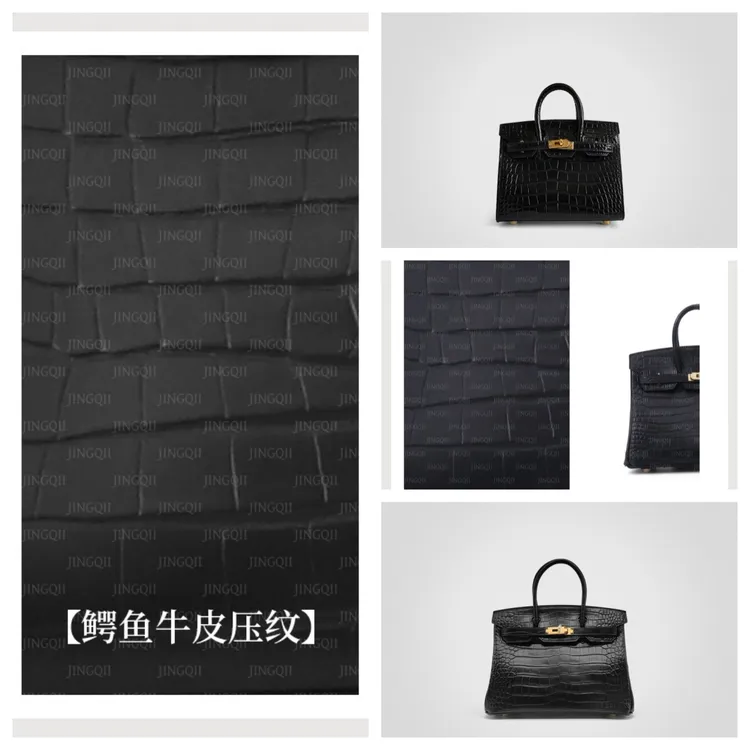 JINGQII【20&25&30】黑色-鳄鱼压纹牛皮 包包 手提女包 B-30428