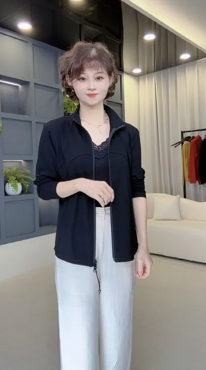 [一雅2507]秋季显瘦休闲双头拉链舒适开衫