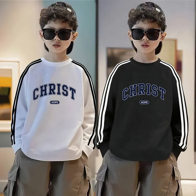 春秋季男孩纯棉长袖T恤字母印花内搭打底衫潮酷痞童装印花上衣服