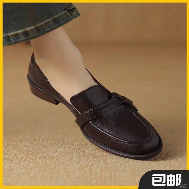 厚底乐福鞋女2025新款春夏黑色英伦风小皮鞋女复古百搭粗跟女单鞋