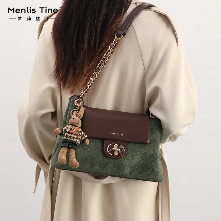 小众设计感菱格链条斜挎包包女2025秋冬新款高级感通勤单肩腋下包