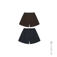 LIABLER/励 D25秋冬纯色绵羊毛混纺半松紧腰短裤 LAW25635T