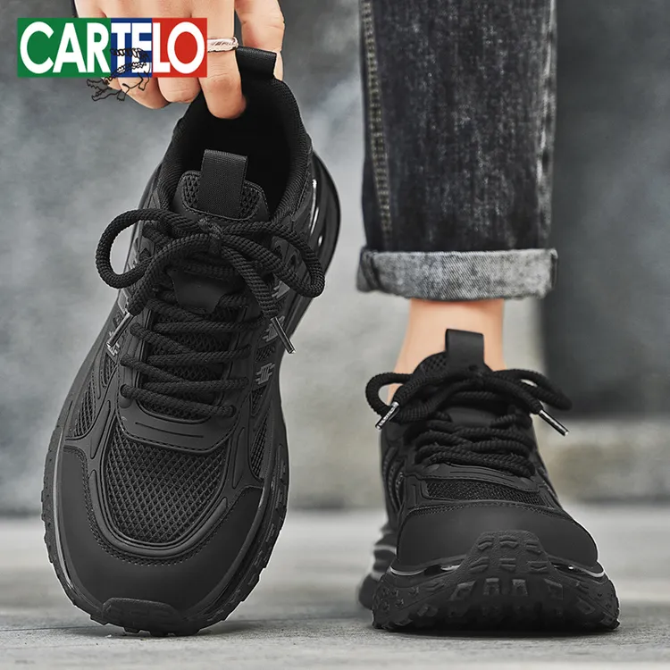 卡帝乐鳄鱼男鞋秋季网面气垫减震黑武士运动鞋跑步防滑透气老爹鞋