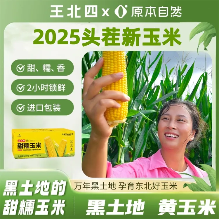 原本自然王北四的玉米 轻食原本自然东北黄糯鲜食黏玉米