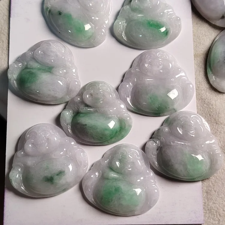 天然A货翡翠飘花佛公缅料卡23加卡24加卡25无裂纹多色一个随机发