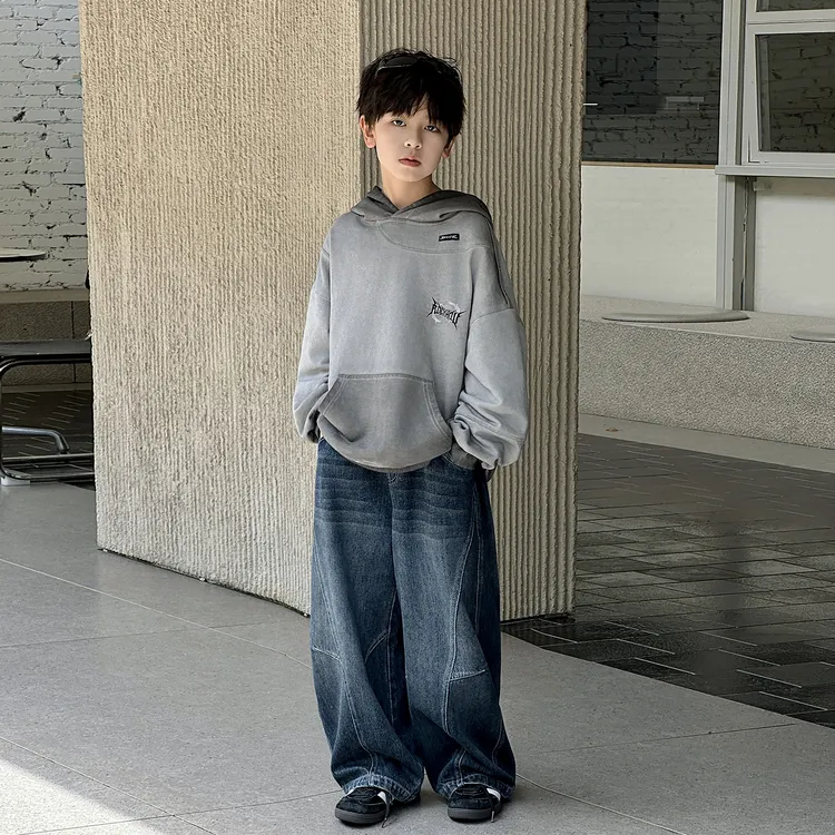 男童春秋季牛仔裤2025新款帅气男大童弯刀裤儿童秋装长裤宽松裤子