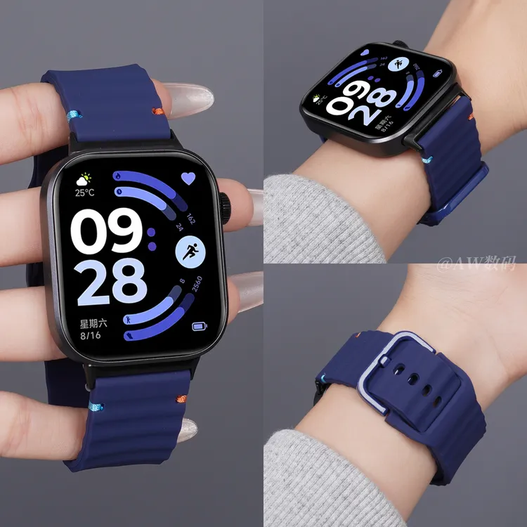 AW适用红米watch6表带男watch5手表4透气硅胶小米9/8pro运动腕带