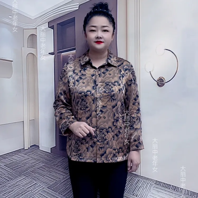 碎花中老年女装薄款休闲风常规外套小衫翻领中老年