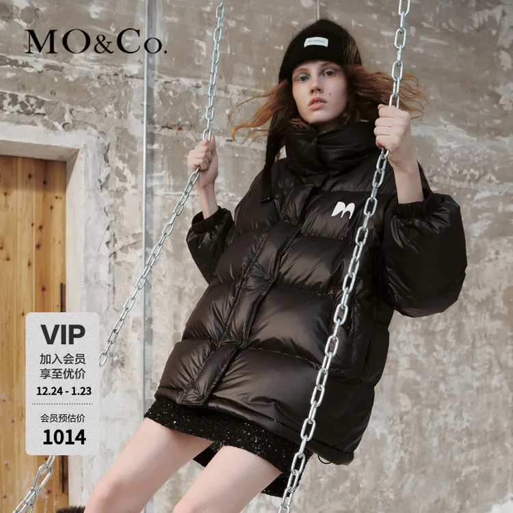【防寒】MOCO冬季90%鸭绒原创LOGO高领羽绒服时尚外套MBC4EINT06