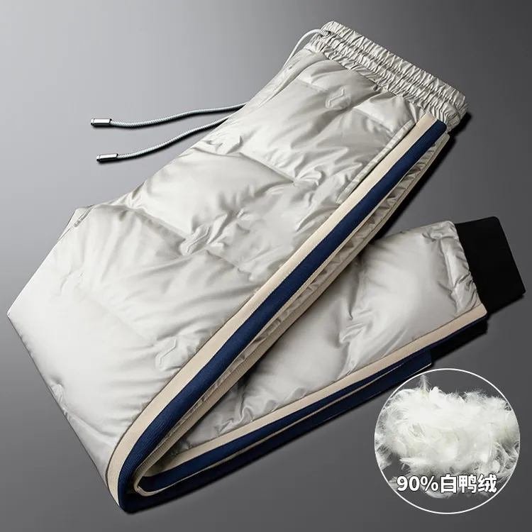 2025新款冬季男女同款羽绒裤男士外穿保暖加厚修身小脚防风长裤子