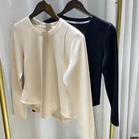 【优可丝面料】圆领打底衫女百搭修身显瘦内搭长袖T恤大码上衣PJ78