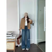 missrococo/洛可可小姐秋季新款百搭显瘦中高腰窄版阔腿牛仔裤女
