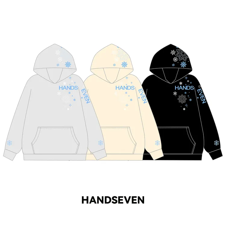 HandSeven美式雪花刺绣连帽卫衣秋冬学院风宽松保暖情侣重磅外套