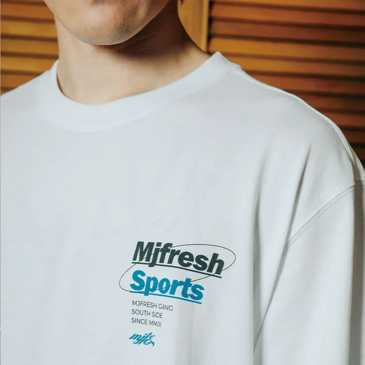 顽童MJFRESH 男女同款羽毛球印花休闲短袖港风宽松圆领百搭T恤